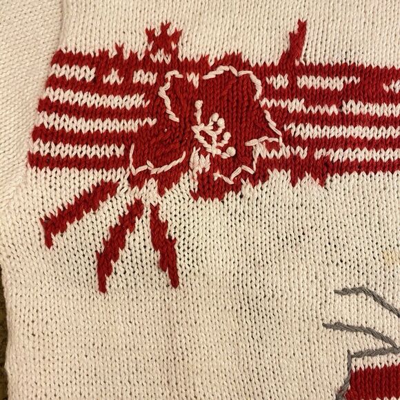 Vintage80s Cruise Wear Sweater Ships Tropical Palms All Around Ramie/Cotton L - Picture 10 of 11